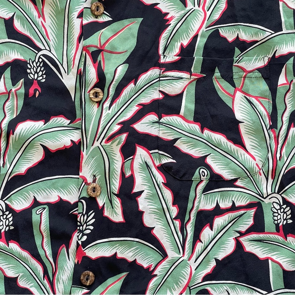 VTG Avanti Silk Hawaiian Original Hula Girls Palms Aloha Print Button Up Shirt L - Picture 4 of 8